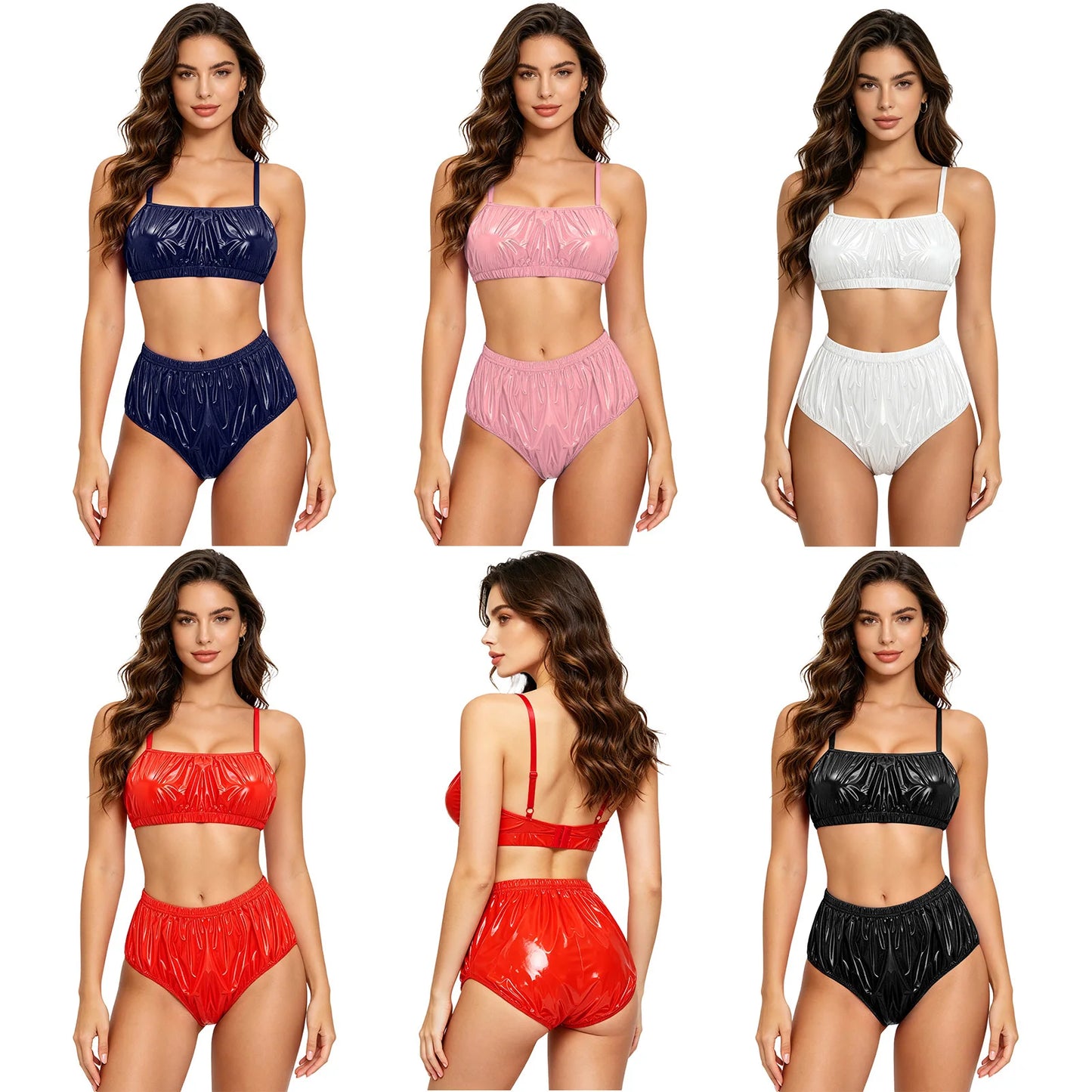 Women Waterproof Bikini Set Swimsuit Bathing Suit No-pad Bra Top with Swim Shorts for Beach Pool Sunbathing Nightwear Clubwear