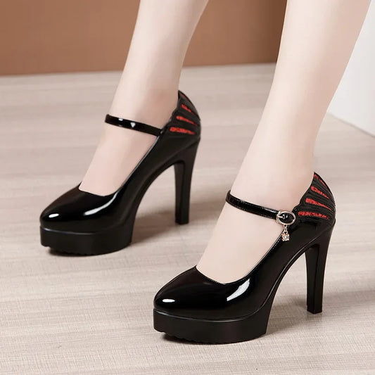 11cm Small Size 32-43 White Wedding Shoes Patent Leather Platform Pumps 2026 Formal Thin High Heels Shoes Model Office Party