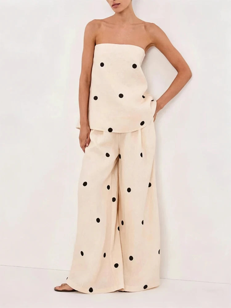 Polka Dot Skirt 2 Piece Set Women Casual High Collar Tie Full Sleeves Elastic High Waist Long Skirt Suit Lady Daily Outfit New