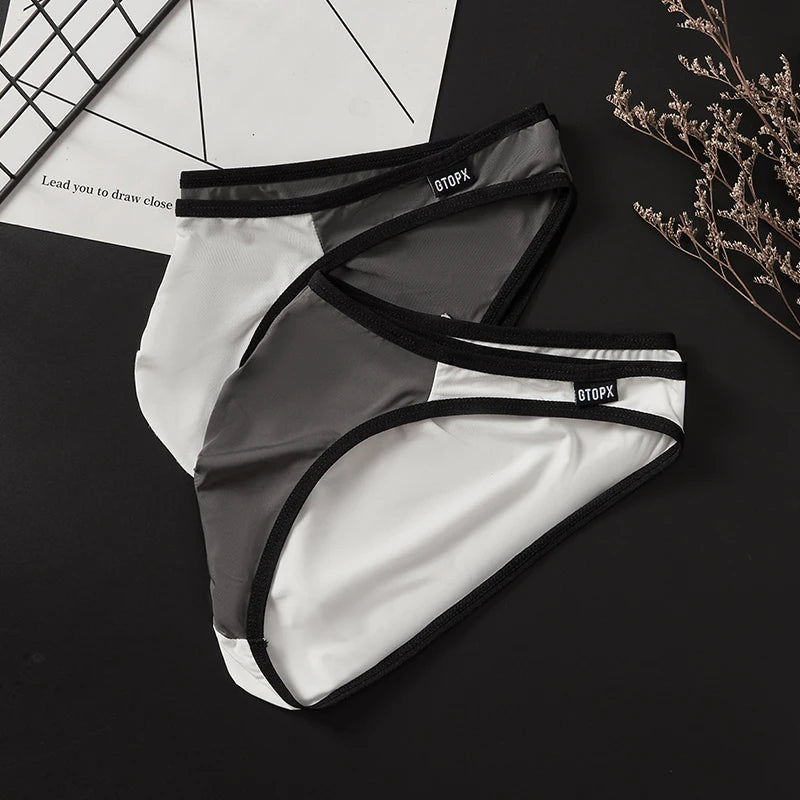 6Pack Mens Bikini Thin Ice Silk Breathable Men Briefs U Convex Low Waist Sexy Men Underwear