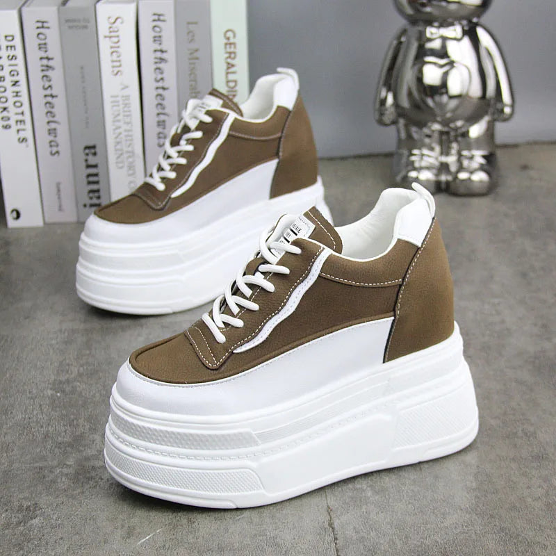 Fujin 10-11CM Synthetic Genuine Leather Boot Ankle Winter Plush Women Autumn Spring Cowboy Platform Wedge High Brand Shoes