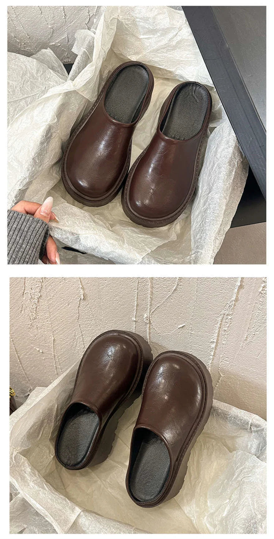 Sandals Summer 2026 New Women Slippers Baotou Platform Trend High Heels Ladies Shoes Pumps Black Soft Leather Thick Slides Mujer