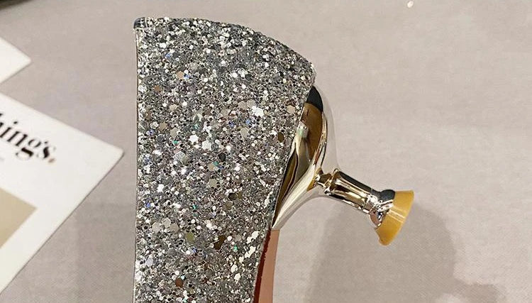 Women's Summer Footwear Stilito Rhinestone Shoes for Woman 2025 with Wedding Bride Genuine Mark Chic and Elegant A Comfortable E