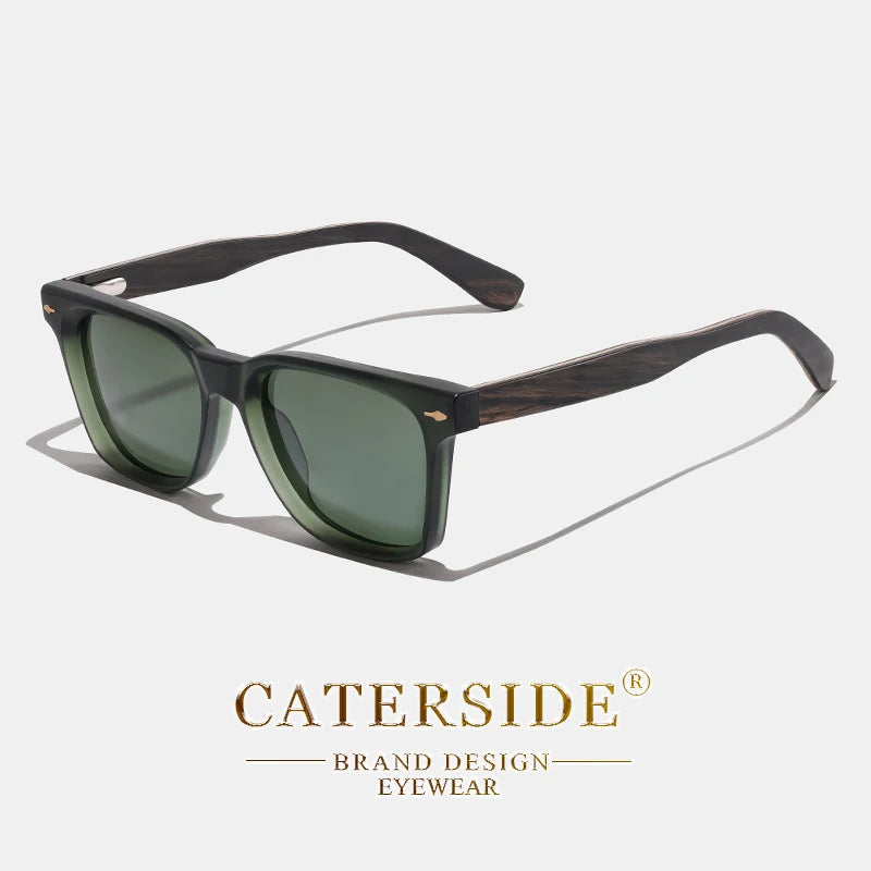 CATERSIDE Vintage Men Polarized Sunglasses High-Quality Solid Wood Legs Sun Glasses Fashion Women Party Travel Holiday Glasses BAZAARHUBO