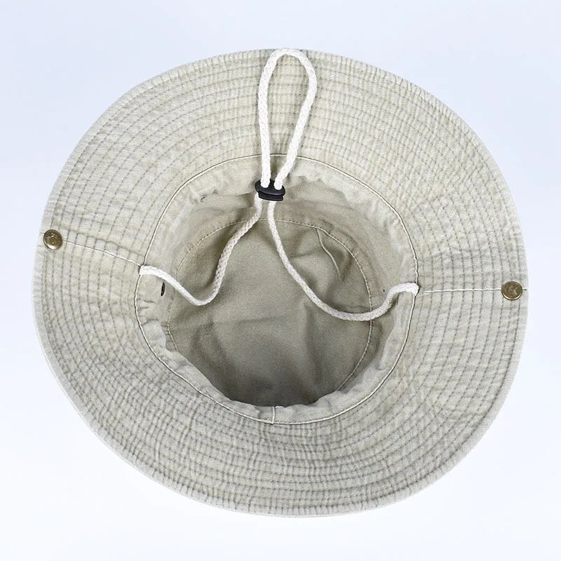 Panama Sun Hat Fisherman Hat Man Women Summer Wide Brim Visor Fishing Bucket Hat Leather Belt Embroidered Waterproof Bob Femme BAZAARHUBO