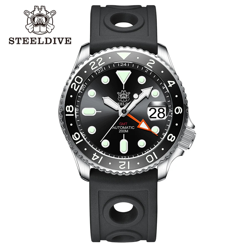 STEELDIVE Top Brand New Arrival SD1994 200M Waterproof Super Luminous Ceramic Bezel NH34 GMT Automatic Chronograph Dive Watches