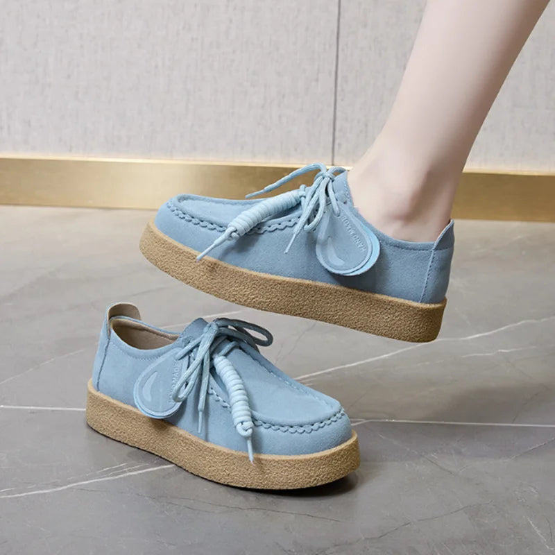 AIYUQI Genuine Leather Women's Shoes 2025 New Flat Non-slip  Derby Female Shoes Large size Lace-up Loafers For Women