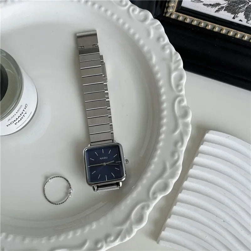 Adjustable Stainless Steel Strap Quartz Watch for Women Luxury Gift Square Wristwatch Dropshipping Watches Relojes Para Mujer