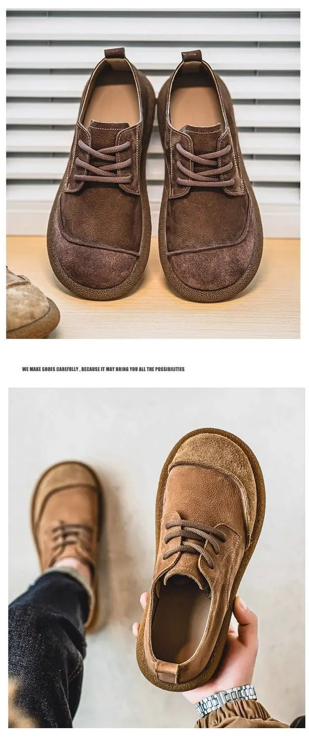 2025 men's shoes autumn new casual shoes wide toe retro low top lace up trend versatile men's shoes
