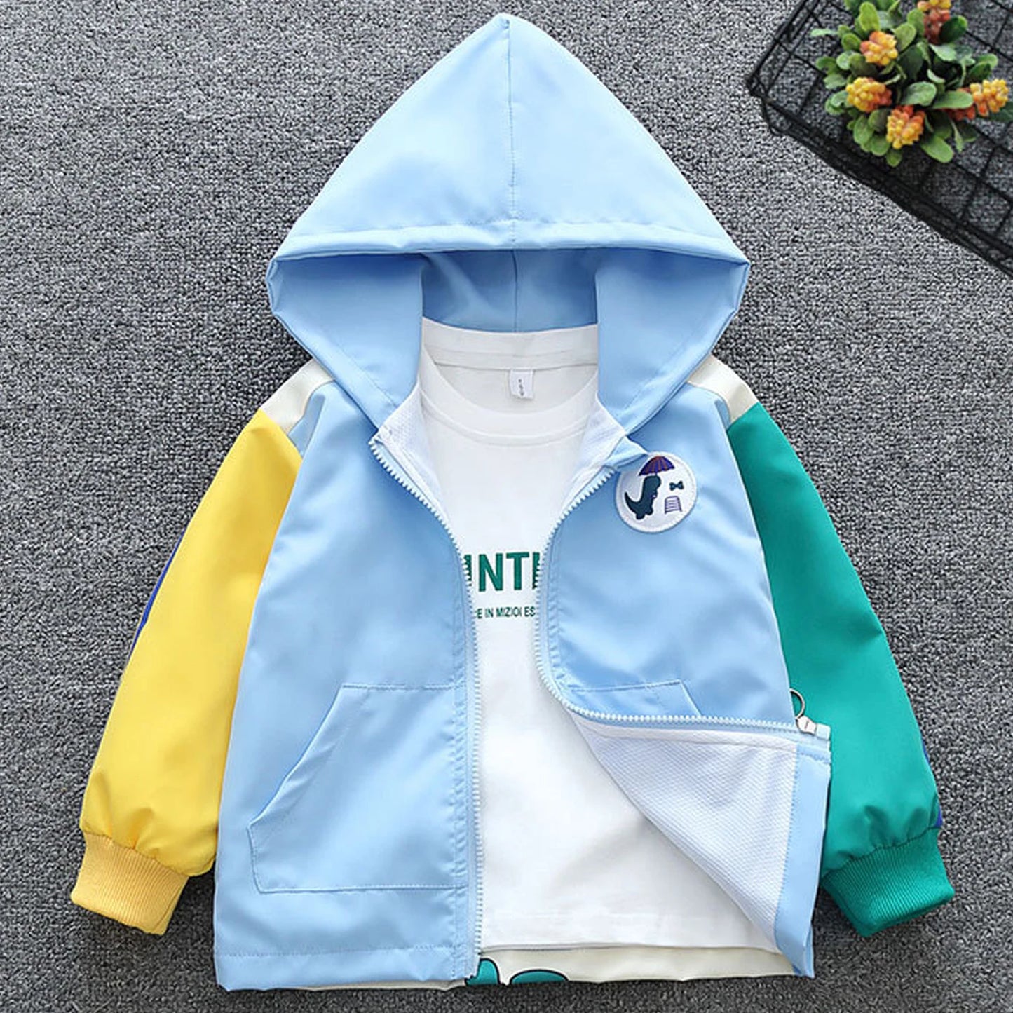 Casual Children's Jacket,Patchwork Long Sleeve Boys Spring Coat,Cartoon Toddler Kids Outerwear,Casual Outdoor School Outfits