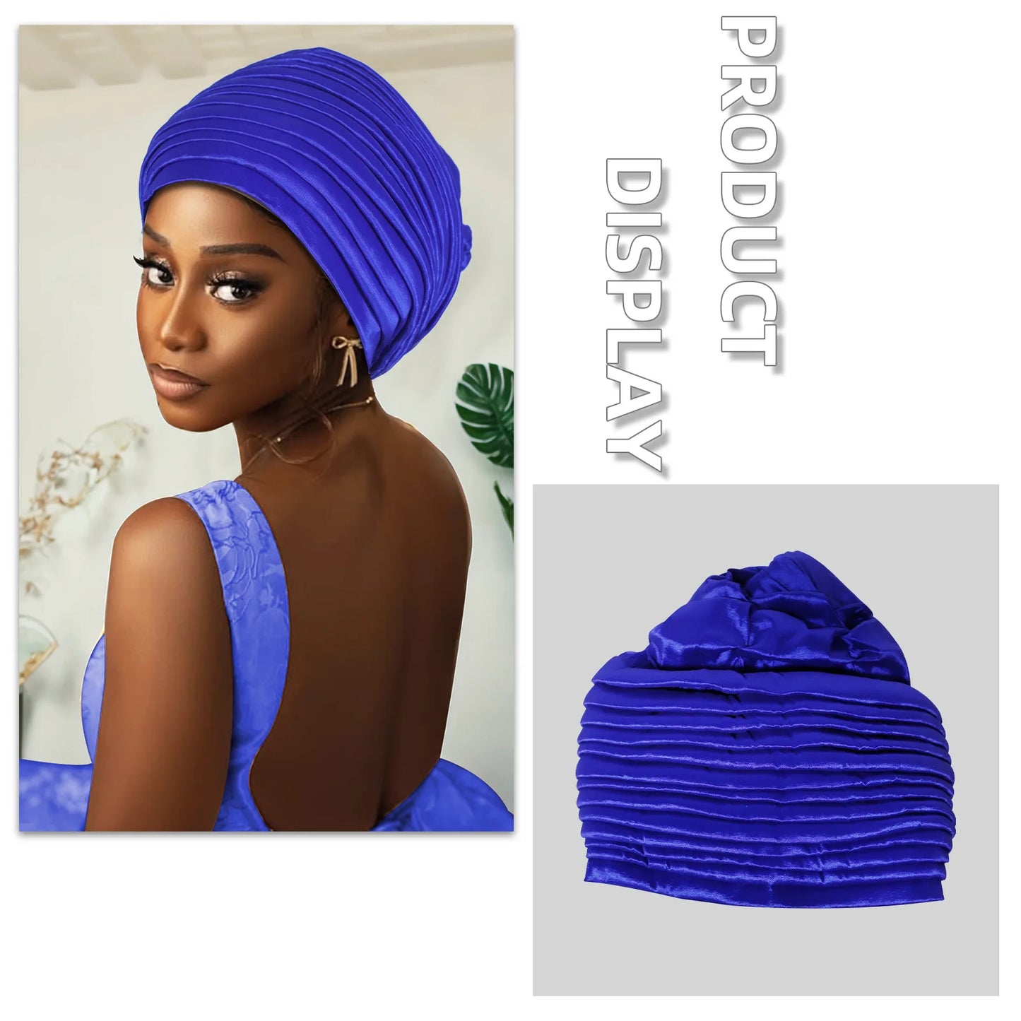 New African Auto Gele Headties Muslim Turban Hijab for Women Pleated Bonnet Indian Cap Nigeria Head Wrap Hat Wedding Geles Scarf