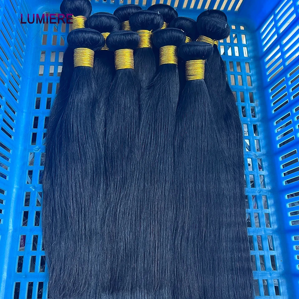 38 40 Inch Bone Straight 100% Virgin Unprocessed Human Hair Bundles Deal Raw Hair Extensions Brazilian Natural Black Wholesale