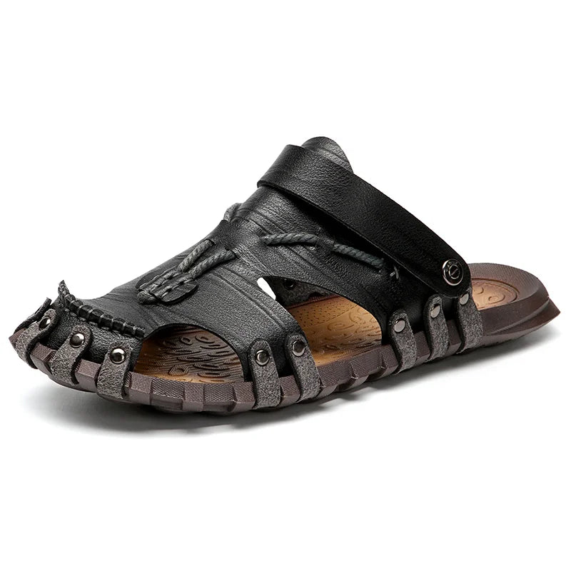 Summer Handmade Leather Sandals for Fashion Men Casual Shoes Comfortable Slippers