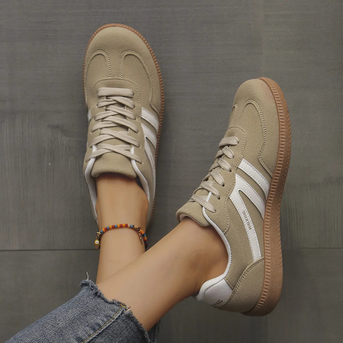 Mix Color Women's Autumn Sneakers Fashion Splicing Flat Heel Vulcanized Shoes Female Lace-Up Non-Slip Pu Leather Casual Shoes