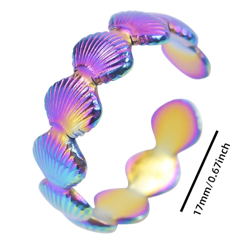 Fashion 5pcs/lot Marine Jewelry Sea Animals Conch Starfish Shell Rings Stainless Steel Rings Jellyfish Scallop Oceans Women Gift