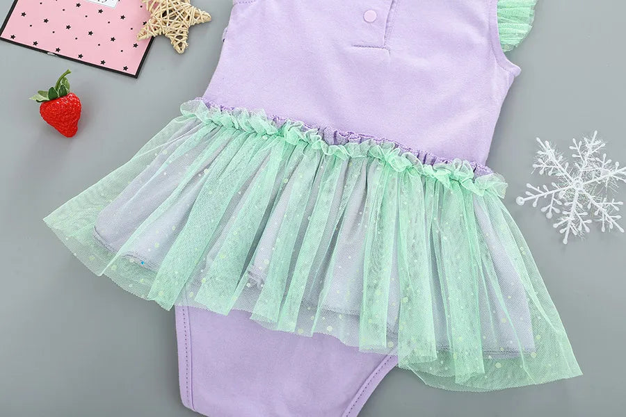 Baby Girls Costumes Kid Romper Tutu Dress with Headband Infant Baby Girl Princess Alice Clothes Aurora Belle Dress Party Costume