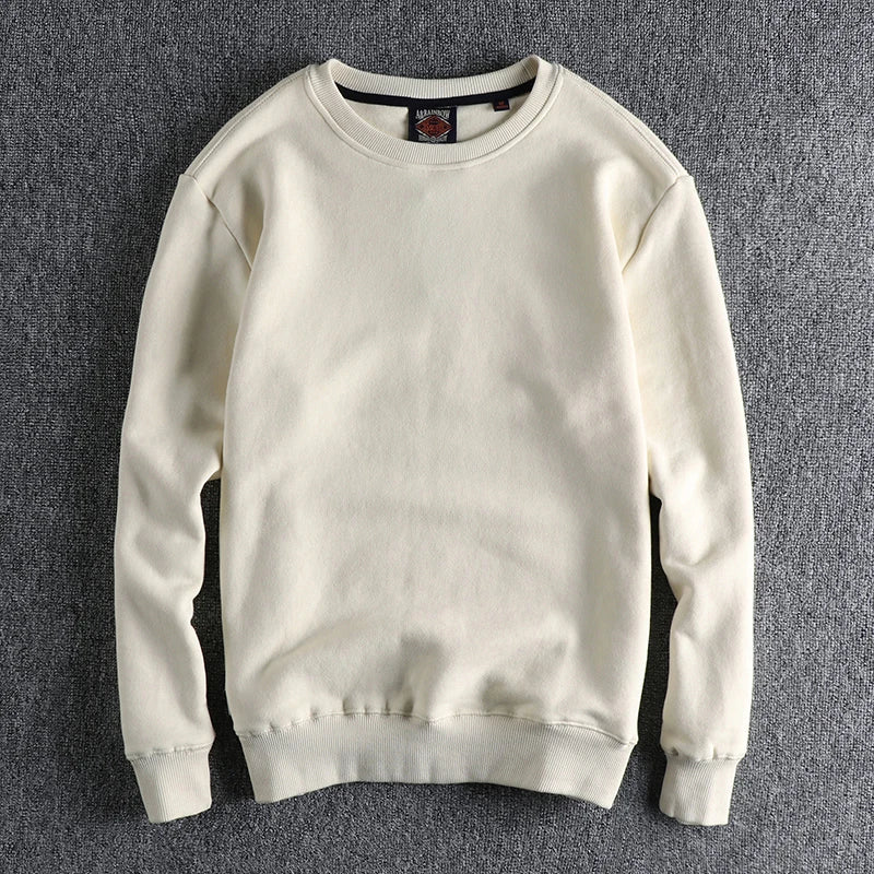 New autumn and winter cashmere padded solid color round neck sweater men Joker youth Roman fleece pullover