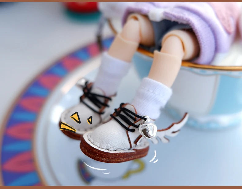 OB11 Doll Shoes Fashion Cowhide Boots Shoes for GSC, YMY, Obitsu 11, 1/12bjd Doll Accessories