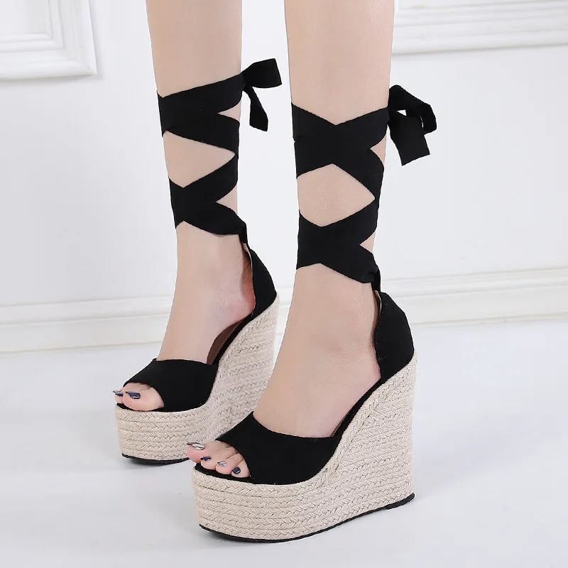 Women's wedge Espadrille Ankle Strap Sandals Comfortable Slippers Ladies Womens Casual Shoes Breathable Flax Hemp Canvas Pumps