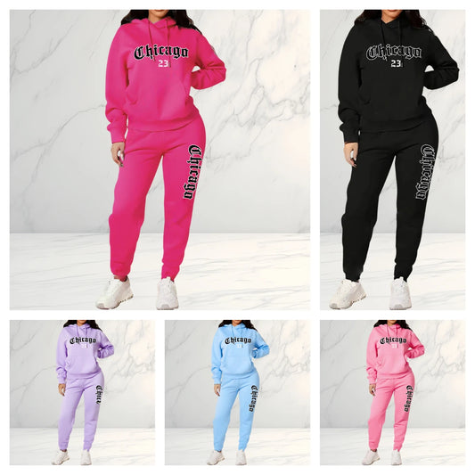 Women's Tracksuit Hoodies Trousers 2PCS Suit Winter Sports Jogging Outfits Fashion Street Designer Clothes for Women Pants Set