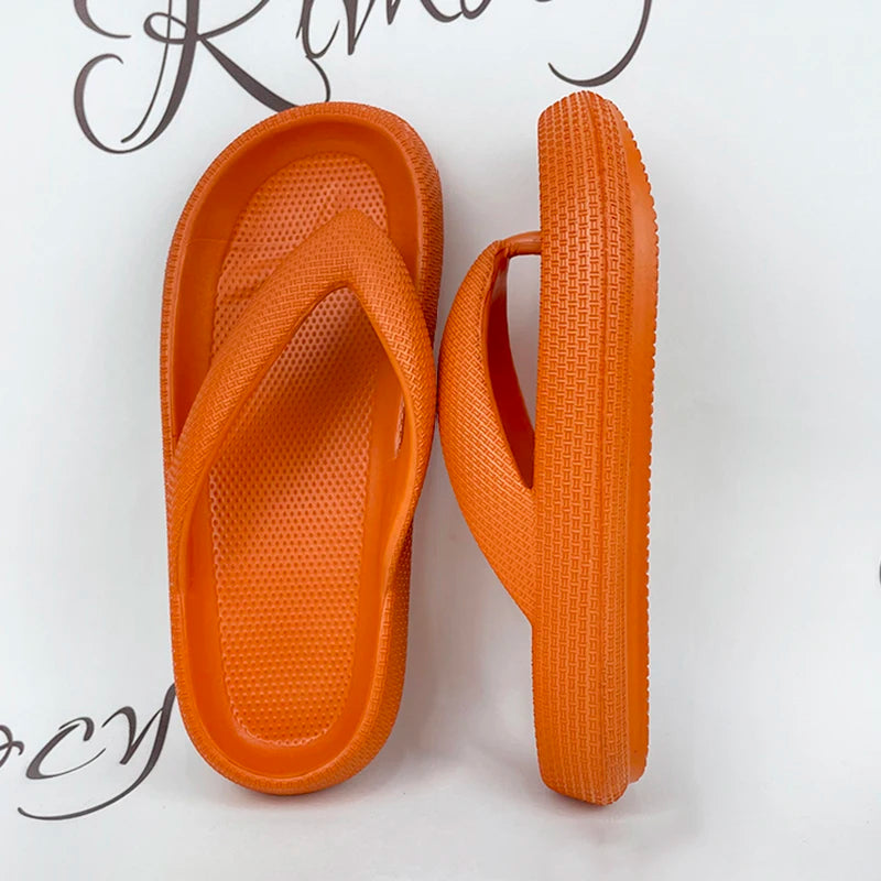 Rimocy Soft Sole EVA Women's Flip Flops 2025 Summer Beach Non-slip Cloud Slippers Women Thick Platform Clip Toe Bathroom Slides