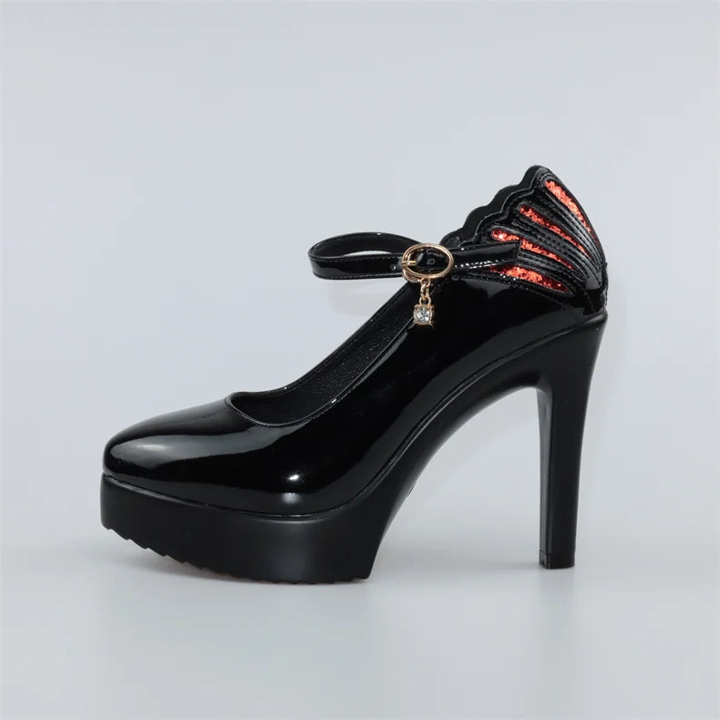 11cm Small Size 32-43 White Wedding Shoes Patent Leather Platform Pumps 2026 Formal Thin High Heels Shoes Model Office Party