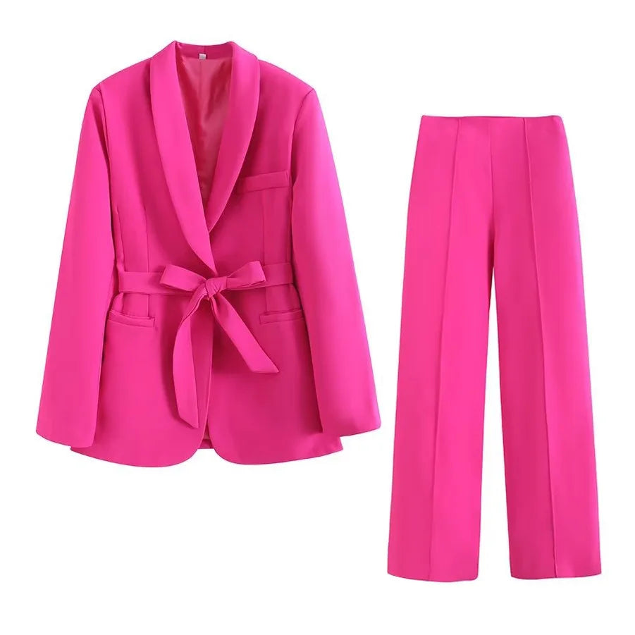 Blouse Suit Casual Trousers Suit Set Women's Spring/Autumn Belt New Comfortable Minimalist Niche Versatile Elegant Distinctive