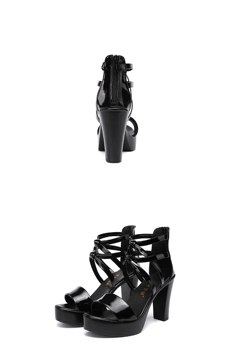 10cm Small Size 32-43 Elegant Bandage High Heels Gladiator Sandals Summer 2024 Silver Red Wedding Shoes Platform Office Model