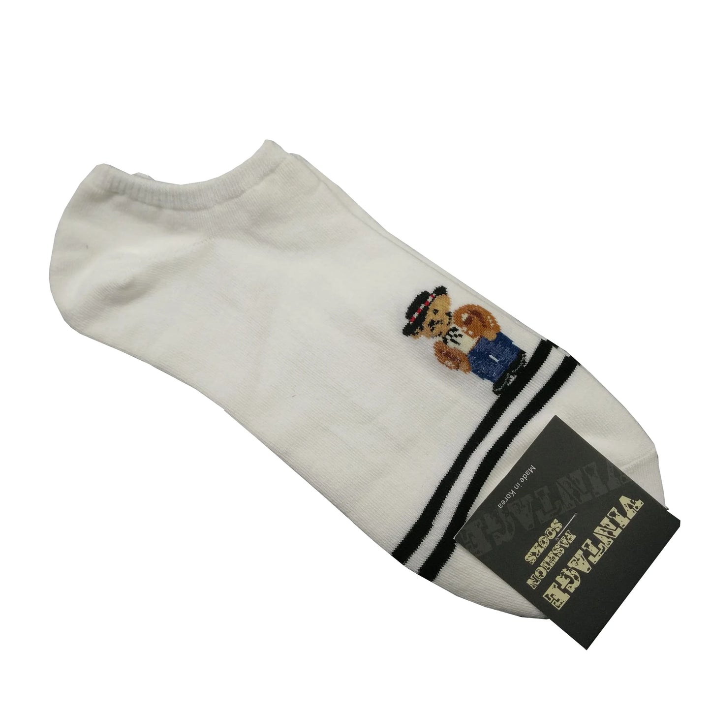 Good Quality Cartoon Gentleman Bear Men's Socks Cotton Harajuku Style Sport Boys Skateboard Novelty Breathable  Christmas Gifts