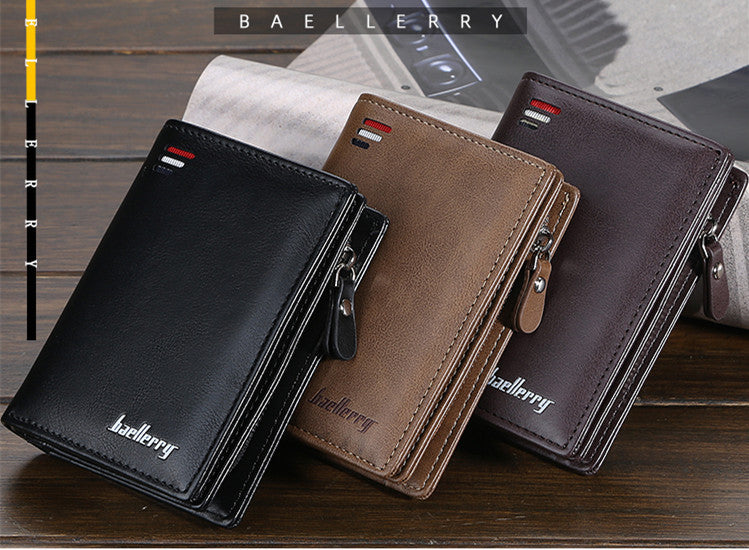 Fashion Men Wallets Zipper Card Holder High Quality Male Purse PU Leather Coin Holder Wallet