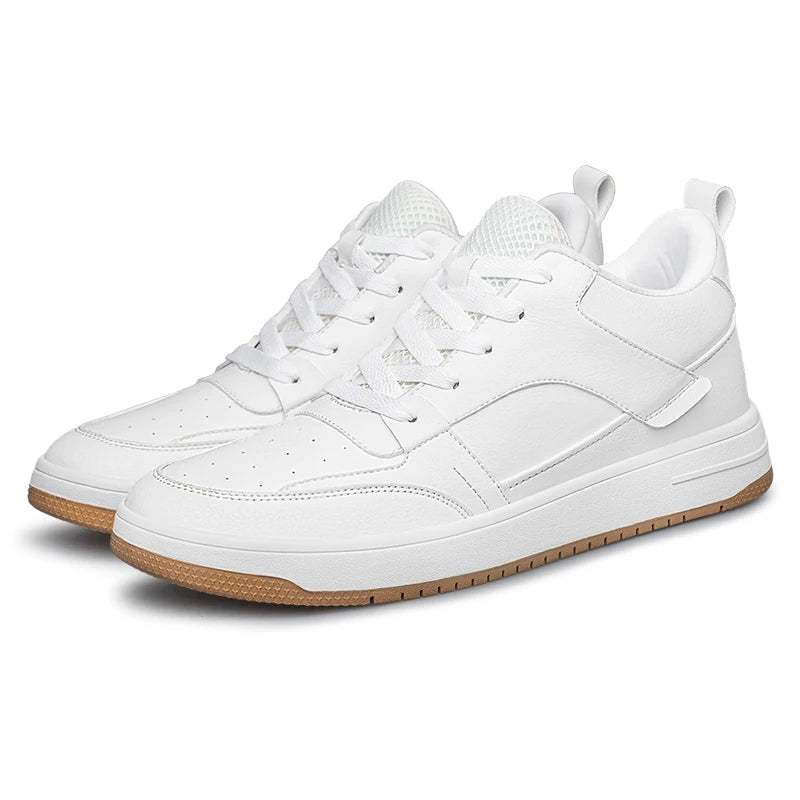 Men Genuine Leather Casual Shoes Men Sneakers Men Skateboard Shoes Comfortable Platform Male Footwear Height Increase Insole 6-8