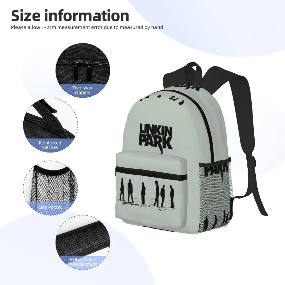 L-Linkin-S P-Park-S Band Student Backpack School Bag Hiking Travel Daypack for Boys Girls Fashion Bookbag Shoulder Bags