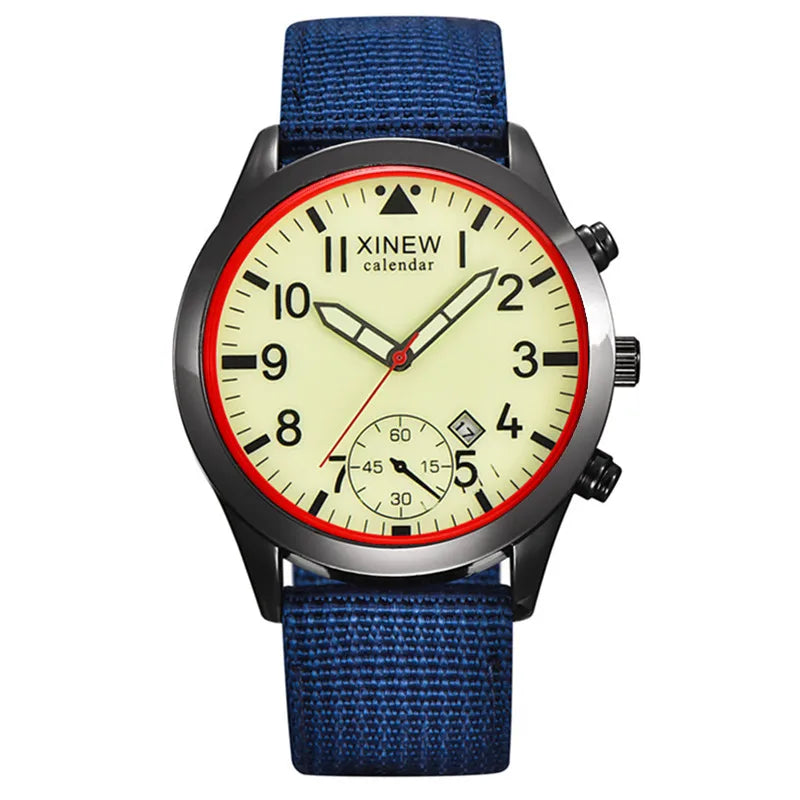 XINEW Cheap Brand Watches For Men Students Fashion Simple Leather Band Army Sports Date Quartz Watch Relogios Masculinos 2024