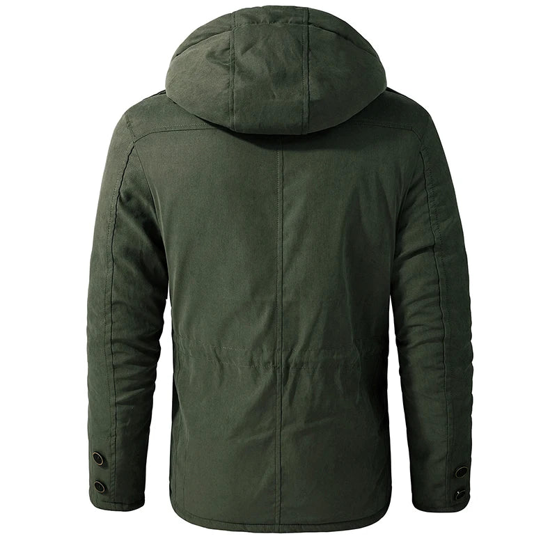 Men's Thicken Parkas Cashmere Fleece Coats Military Outdoor Warm Winter Jacket Cotton-Padded Male Windbreaker Hooded Outwear