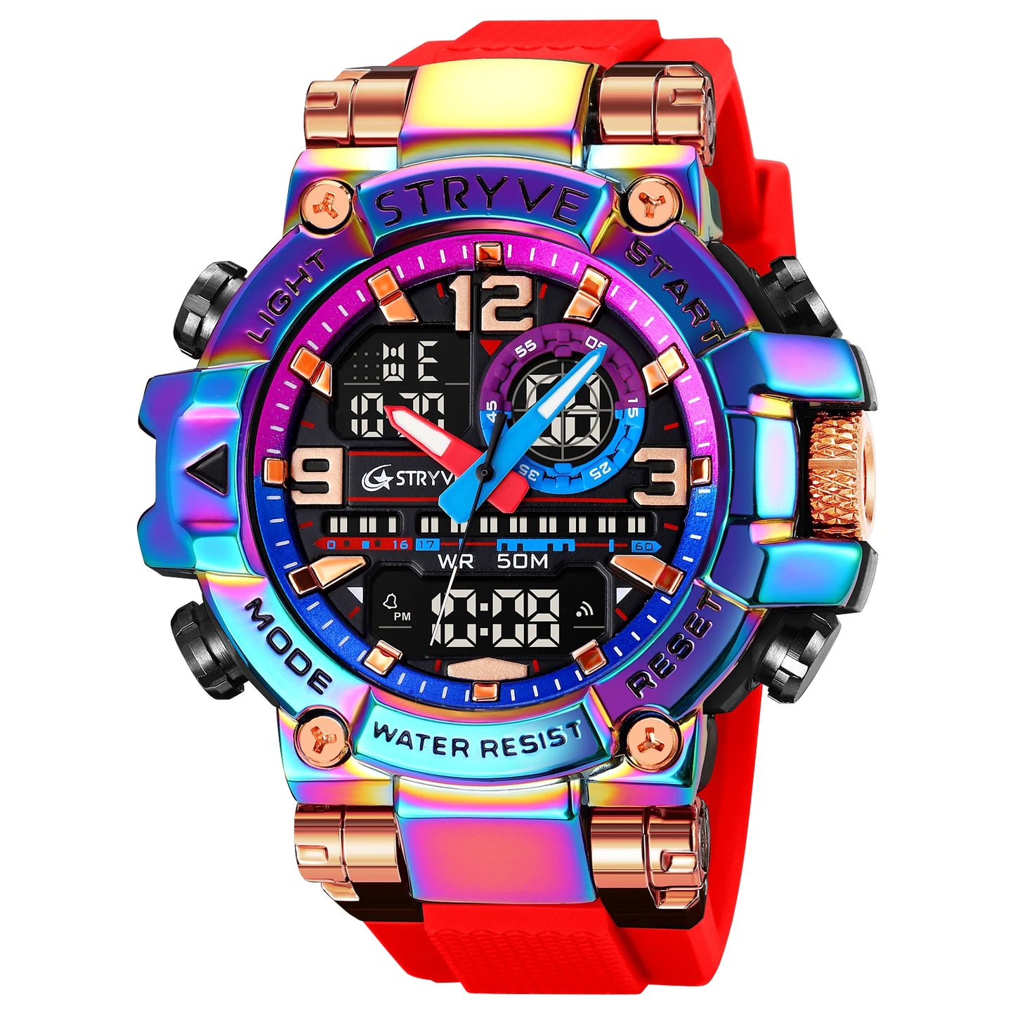 Fashion Stryve Watches S8025 Men's Cool Colorful Sports Digital Watches Fashion Designer Dual Movement Men's Wrist Watch