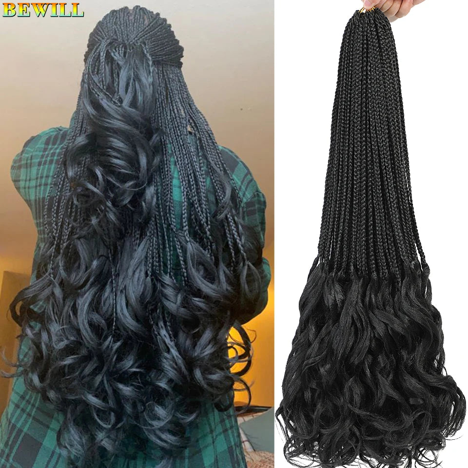 14 18 24 Inch French Curl Crochet Braids Boho Goddess French Curl Box Braids Crochet Hair Synthetic French Curly Braiding Hair