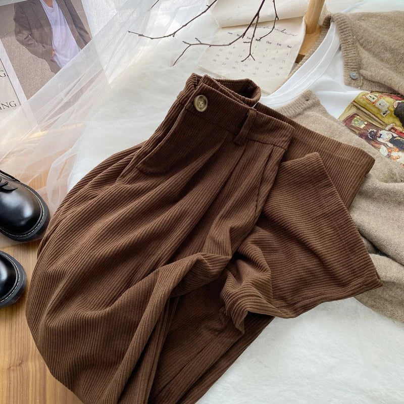 Thin/Thick Winter Lined Wide Leg Pants CasualThicken Warm Baggy Sweatpants Women HighWaist Korean Lamb Fluff Straight Pantalones