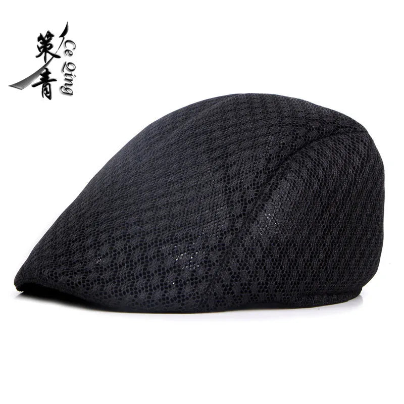 Big Head 58-61cm Summer Men Newsboy Breathable Cap Mesh Cabbie Golf Driving Sun Flat Beret Hats Caps Visors BAZAARHUBO