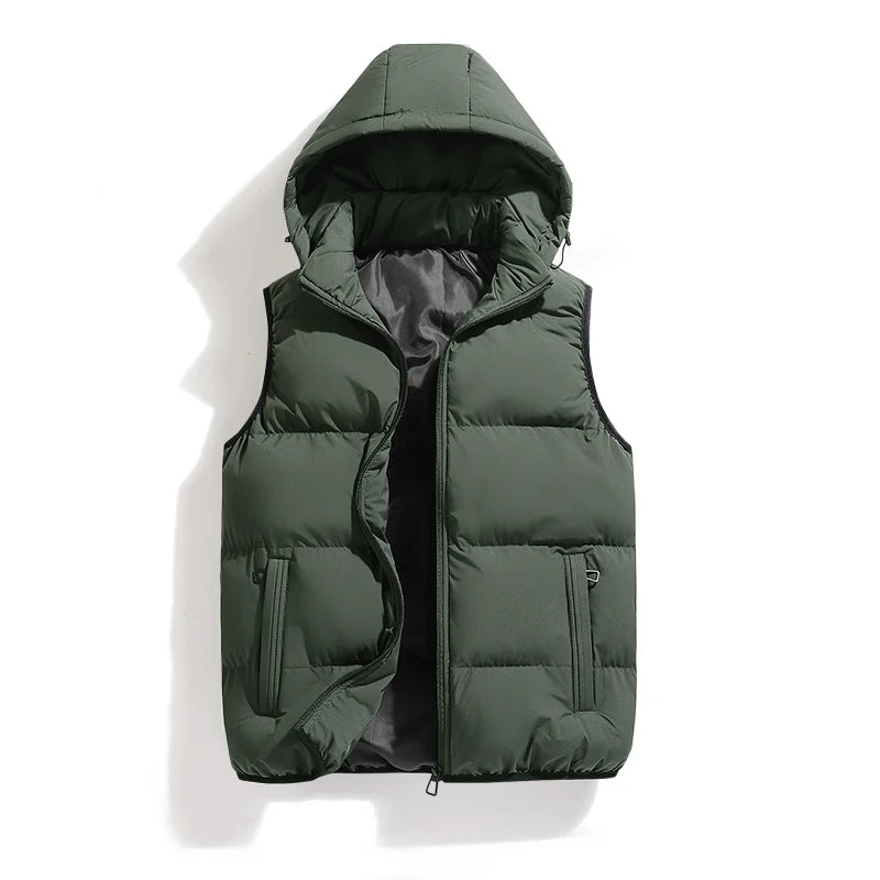 Mens Vest Jacket Warm Sleeveless Jackets Winter Waterproof Zipper Coat Autumn Stand-up Collar Casual Waistcoat Brand Clothing