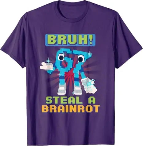 Bruh 67 Meme Steal A Brainrot Pixel T-Shirt Chaotic Humor Y2k Gaming Saying Tee Novelty Gift Boys Fashion Short Sleeve Blouses