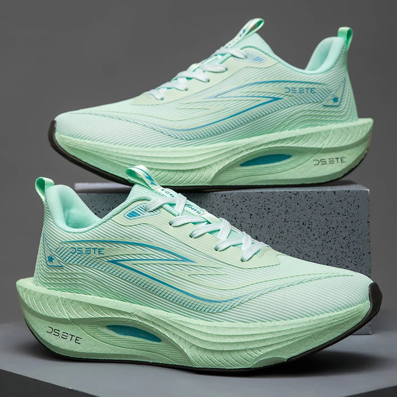 [Sports Shoes] Men's ultra light professional marathon running shoes, carbon plate cushioning, breathable low cut design, fluore