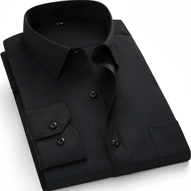 Quality Plus Size S To 8xl Formal Shirts for Men Striped Long Sleeved Non-iron Slim Fit Dress Shirts Twill Social Man's Clothing