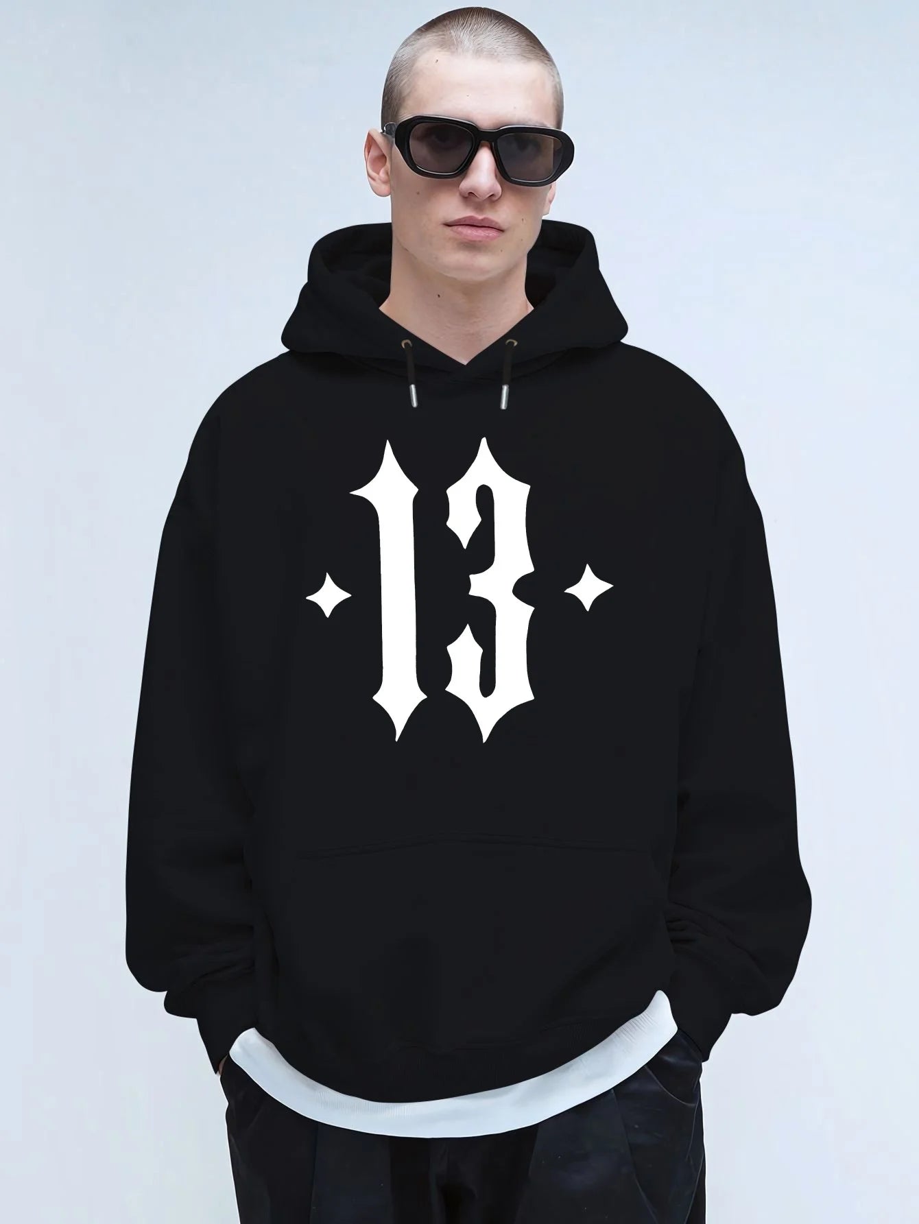 Men'S Hooded Sweatshirt with Number 13 Print - Casual, Comfortable Pullover for Fall and Winter, Long Sleeve Casual Style Top
