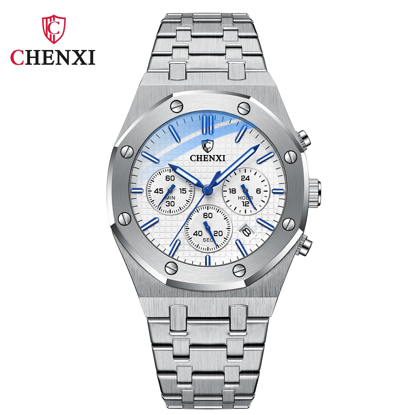 CHENXI Luxury Business Stainless Steel Men's Watches Quartz Movement Waterproof Round Dial Multifunctional Watch for Men