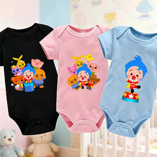 Plims Clown Baby Romper Cartoon Kawaii Fashion Toddler Clothes Cotton Short Sleeve Newborn Bodysuit Infant Jumpsuits Onesies