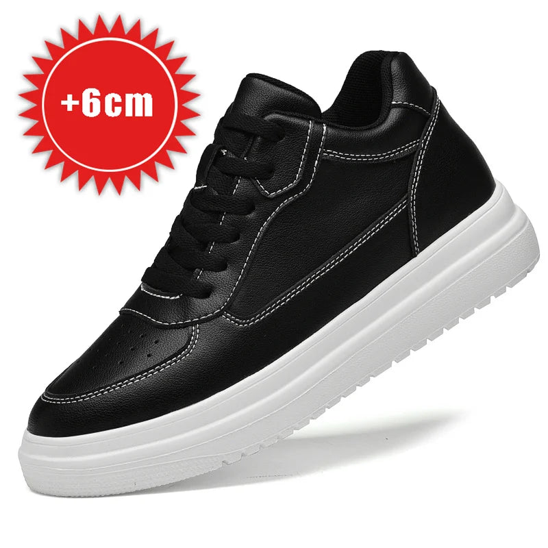 6 8 10cm Height Increasing Men Shoes High Quality Casual Leather Shoes Lace Up Platform Vulcanized Shoes Luxury Sneakers for Men