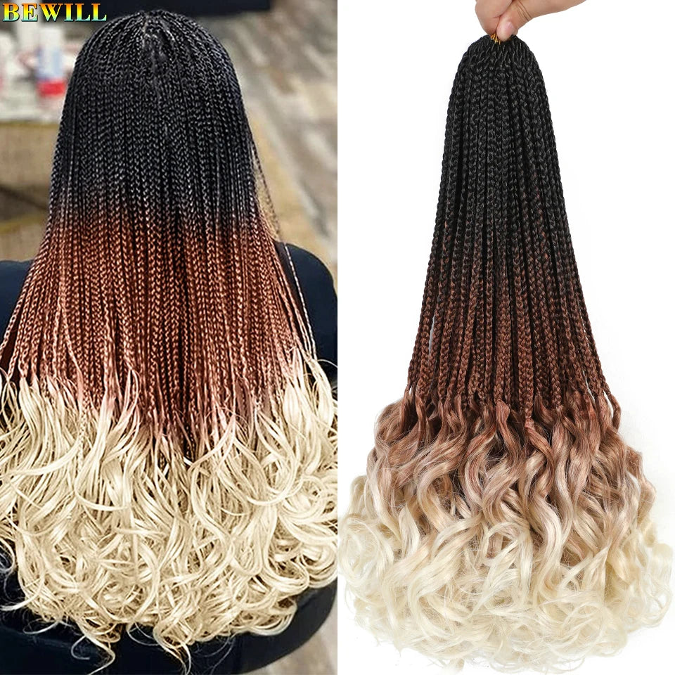14 18 24 Inch French Curl Crochet Braids Boho Goddess French Curl Box Braids Crochet Hair Synthetic French Curly Braiding Hair