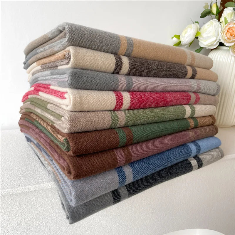 200*65CM New Men Women Autumn Winter Luxury Scarfs Cashmere Feeling Muffler Fall Blanket Classic Plaid Foulard Soft Warm Scarves BAZAARHUBO