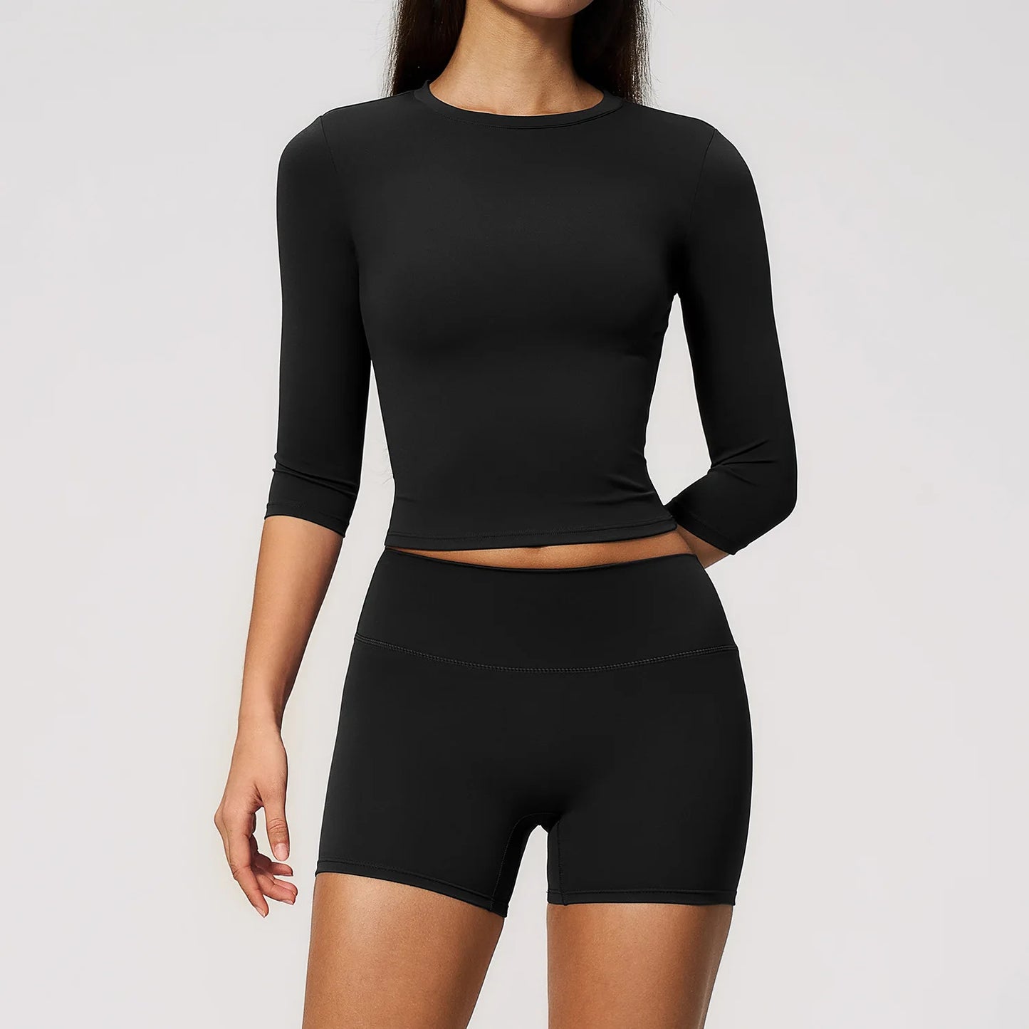 Sportswear Workout Clothes 2026 New Yoga Outfit Set For Women Slim Fit Mid Sleeve Shorts Outdoor Fitness Half Sleeve Sports Suit