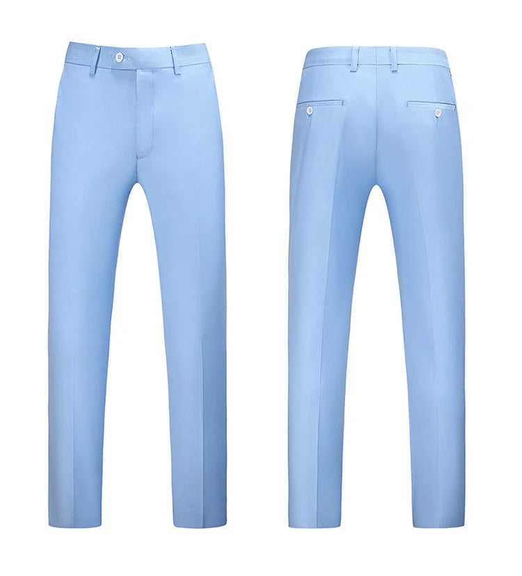British Style Solid High Waist Trousers Men Formal Trousers High Quality Slim Fit Business Casual Suit Pants Groom Wedding Dress